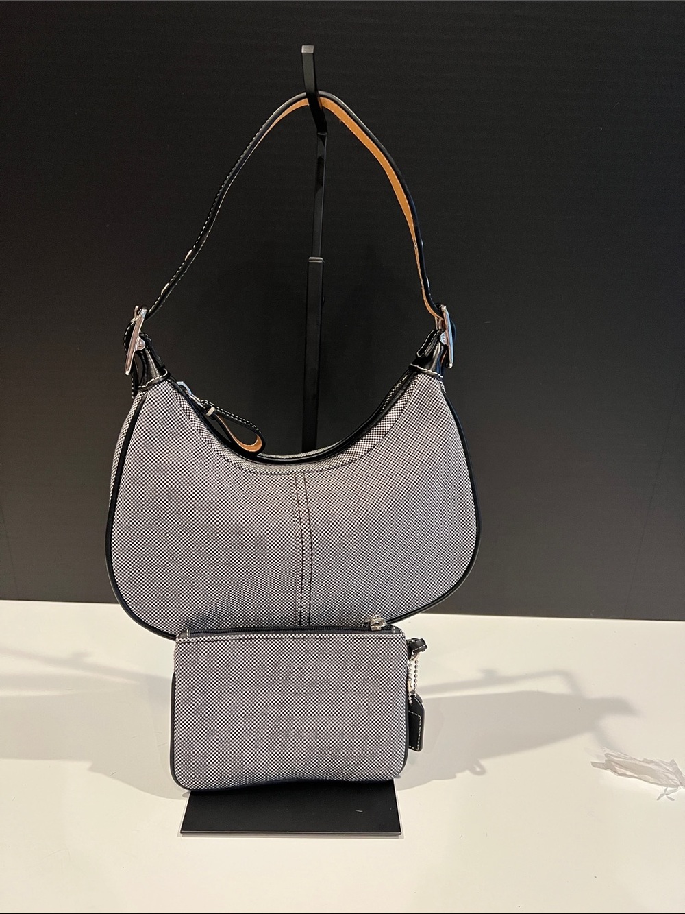 Coach Canvas/leather Crescent Shoulder Bag with Matching Wristlet